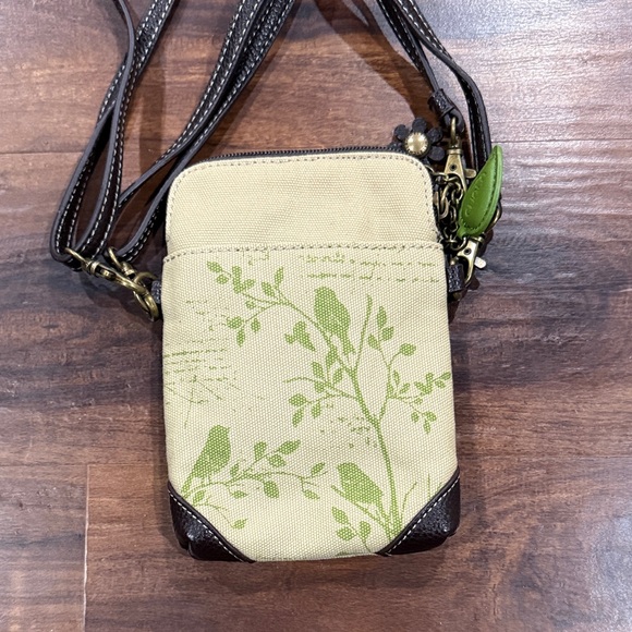 Chala Cream and Brown Crossbody Bag with Bird Design - Picture 3 of 5